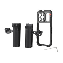 Portable Phone Cage Dual Handle Video Rig Stabilizer iPhone 14 Pro Max