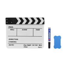 Acrylic Clapboard Dry Erase Film Director Cut Slate with Pen Eraser