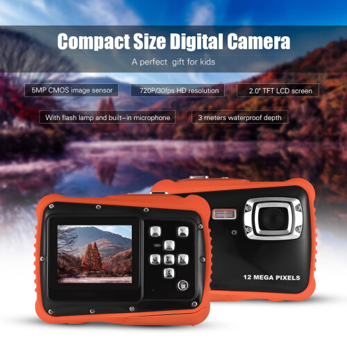 Compact 720P HD Camera 5MP CMOS Sensor 2.0" LCD Waterproof with Mic 1
