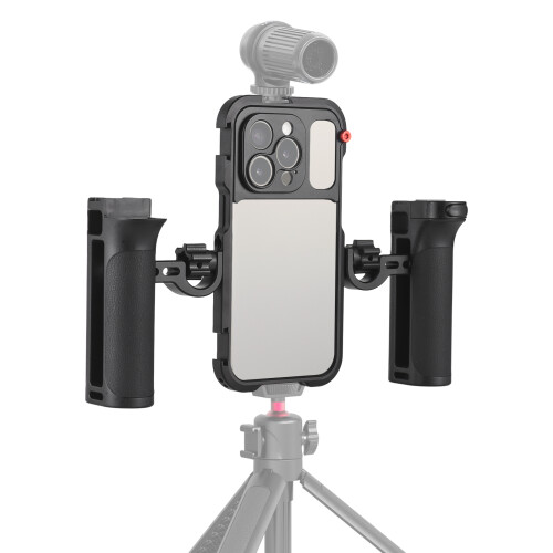 Portable Phone Cage Dual Handle Video Rig Stabilizer iPhone 14 Pro Max 1