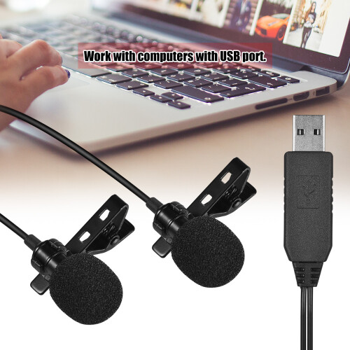Andoer 6m USB Dual-head Lavalier Mic for Windows Mac 1