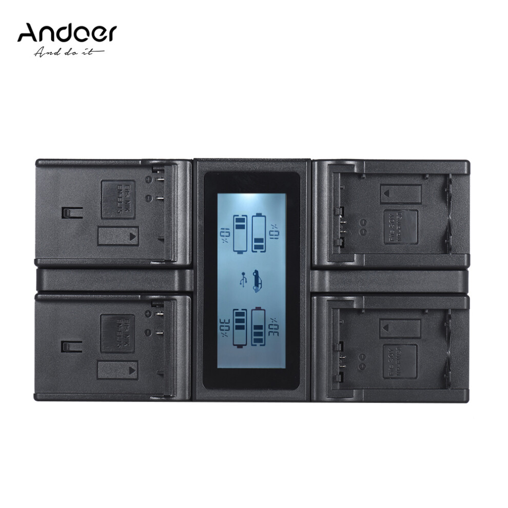 Andoer En-El15 Np-Fw50 4-Channel Lcd Charger D500 D610 D750 D800 643505161359