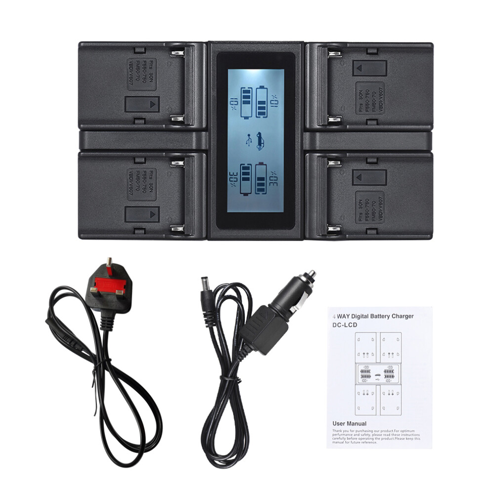 Andoer Np-F970 4-Channel Lcd Charger For Sony Np-F550 F750 F950 F970 643505161335