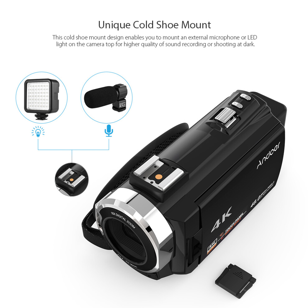 Andoer 4K 1080P Wifi Camcorder 0.39X Macro Lens Ir Night Sight 643505159769