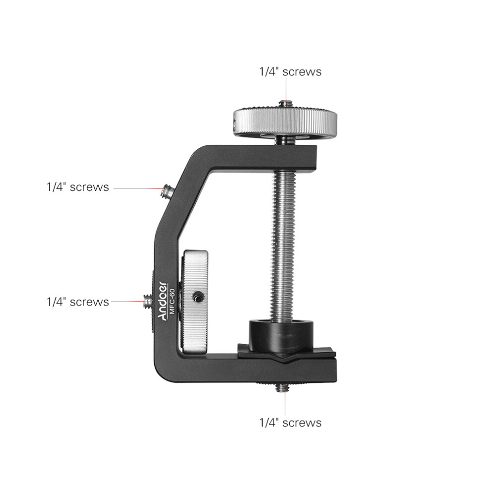 Andoer Mfc-60 Heavy Duty C-Clamp For Gopro Dslr Max 60Mm 4Kg 643505051186