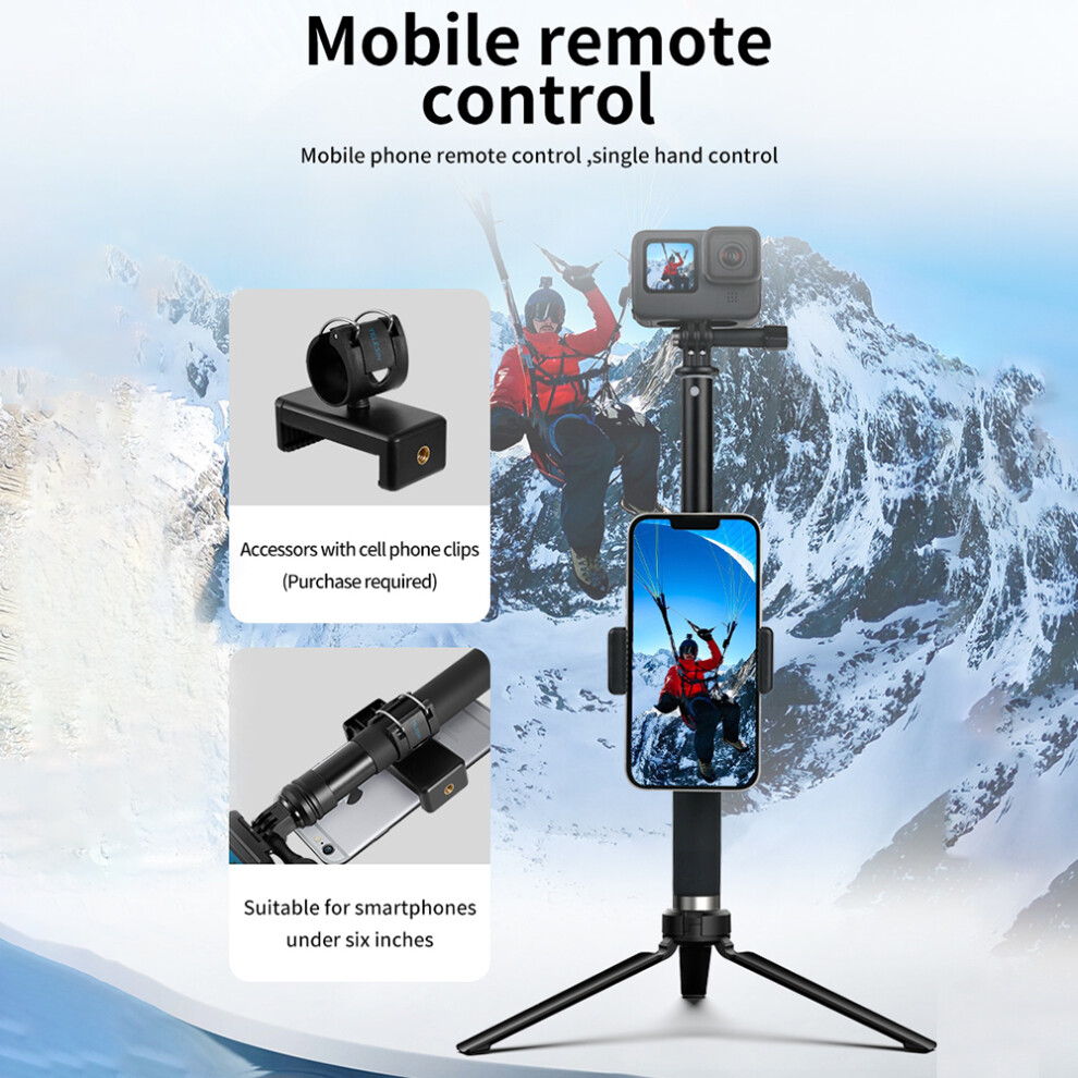Telesin Extendable Selfie Stick Monopod Aluminum Tripod Phone Holder 643505155587