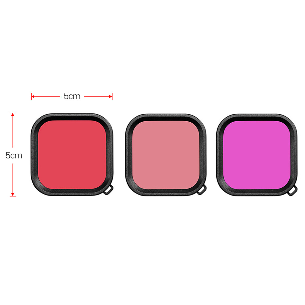 3Pcs Underwater Filter Lenses For Gopro Hero 8 Waterproof Case Black 643505151770