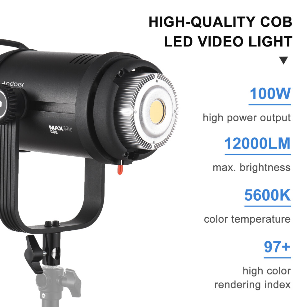 Andoer Max 100 100W Cob Led Video 5600K Dimmable Cri97+ Tlci98+ Light 643505113655