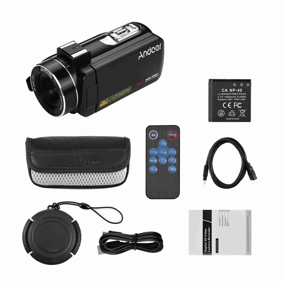 4K Handheld Dv Camera 3.0 Inch Ips Touch Screen Camcorder 18X Zoom 643505149074