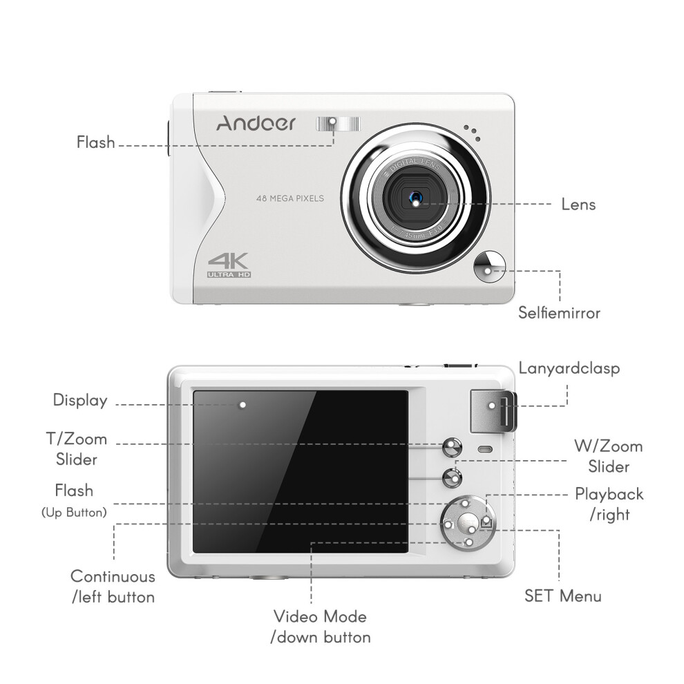 Andoer 3.0-Inch 4K Camera 48Mp 16X Zoom Auto Focus 643505106541