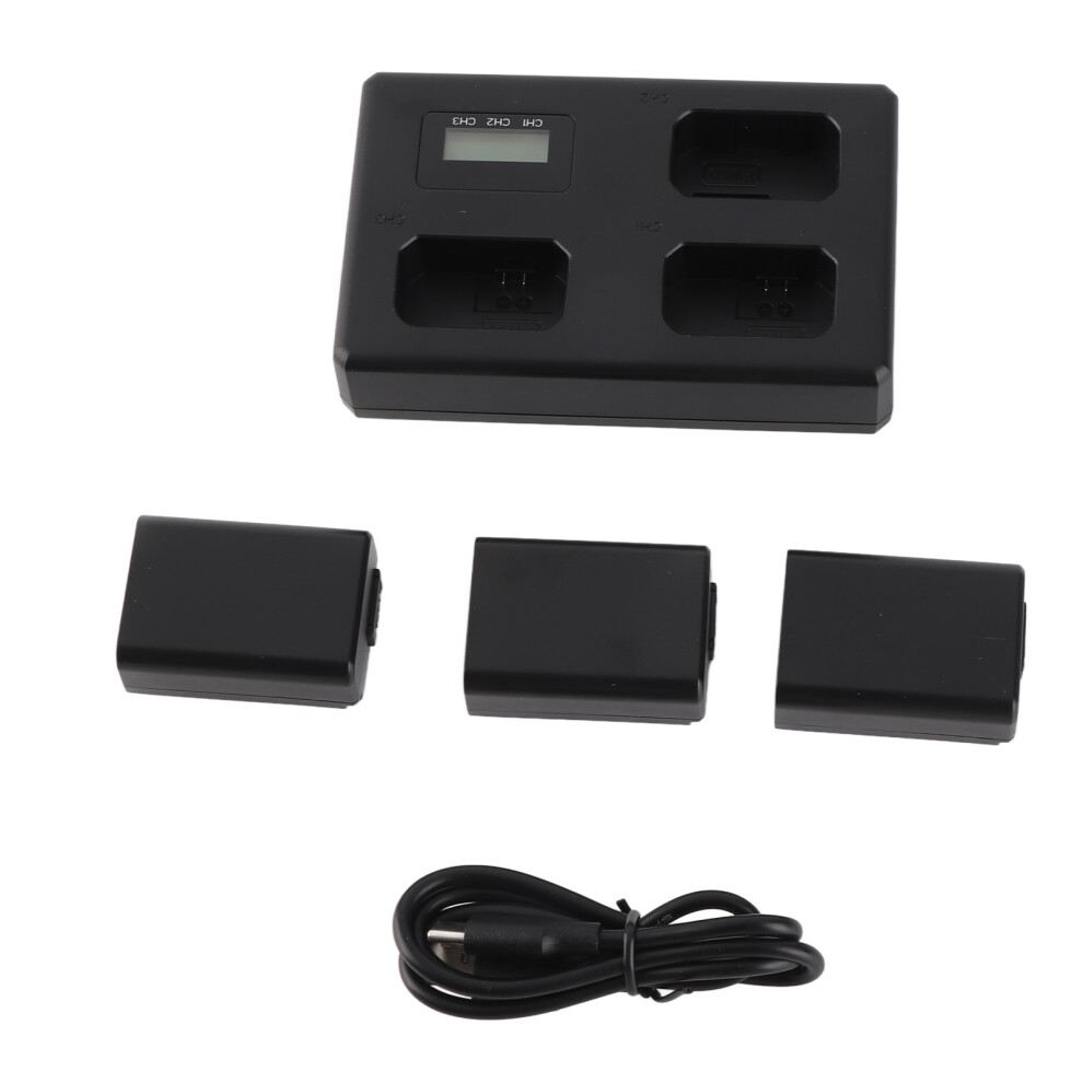 Np Fw50 3-Channel Battery Charger With 3 Batteries Usb Cable 643505103328