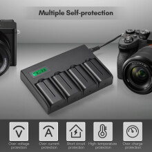 4-Slot NP-F550 Battery Charger LED 4pcs 7.4V 2200mAh Compatible