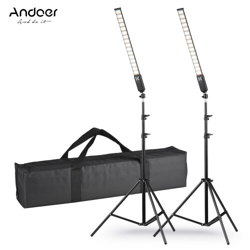 Andoer LED Light Kit 2*3000K-5700K Dimmable CRI95 USB Battery 2