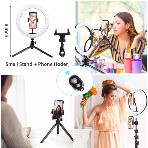 Andoer 10 Inch RGB Ring Light Dimmable USB Phone Holder Remote 2