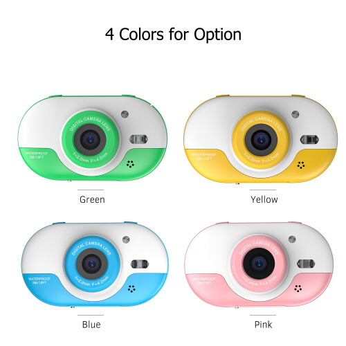 8MP Kids Waterproof Camera Dual Front/Rear 2.4 Inch HD Self-timer