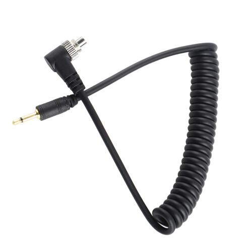 2.5mm to Male Flash PC Sync Cable Screw Lock Coiled Wire 1