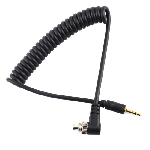 2.5mm to Male Flash PC Sync Cable Screw Lock Coiled Wire 2