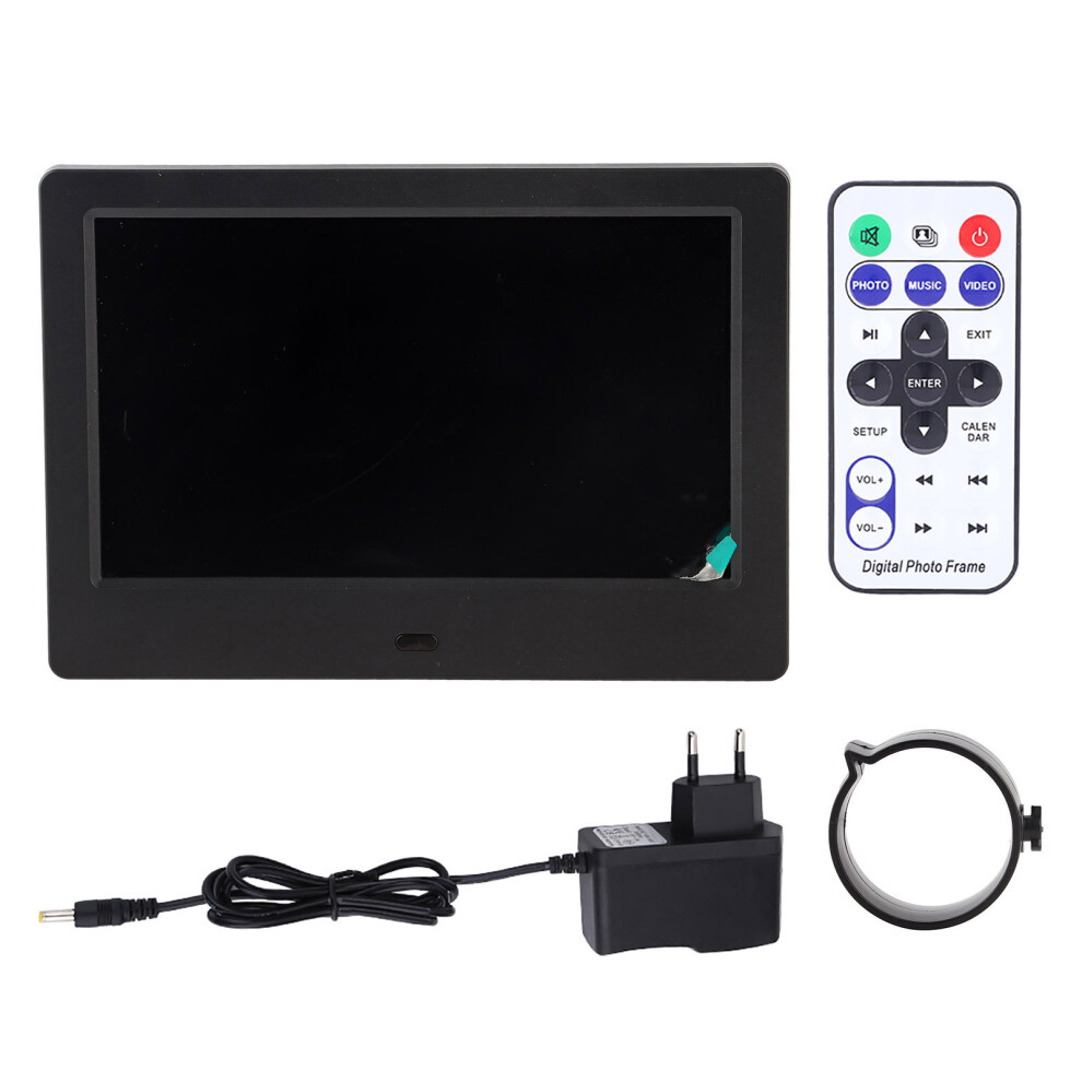 7" Hd Digital Photo Frame Alarm Clock Music Movie Player Black 643505159851