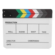 Acrylic Clapperboard TV Movie Prop with Pen (Color/White)
