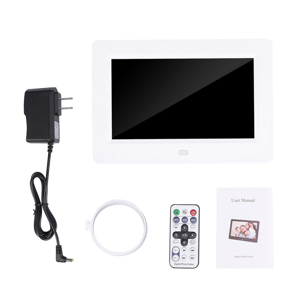 7Inch Digital Photo Frame 1024X600 Clock Music Video Player (White) White 643505159974