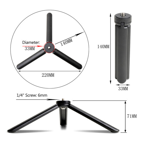 Lightweight Mini Tripod Stand 1/4" Screw for DSLR Camera 2