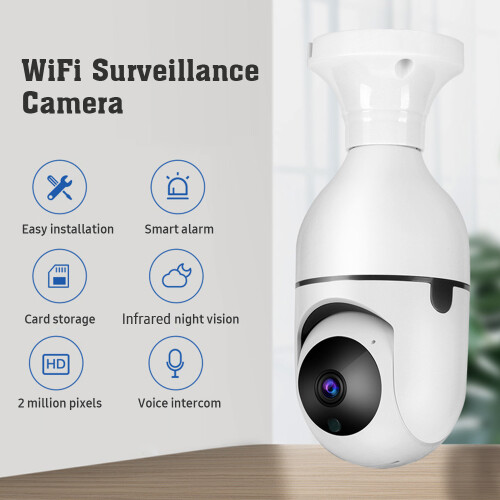 WiFi 360 Panoramic Bulb Camera 1080P Night Vision Two Way Audio
