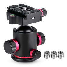 Tripod Ball Head Panoramic with 3pcs 1/4" to 3/8" Adapter Red