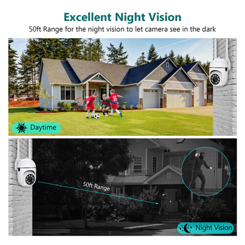 1080P Mini PTZ WiFi Camera 2MP Night Vision 2-Way Audio Dual Frequency 1