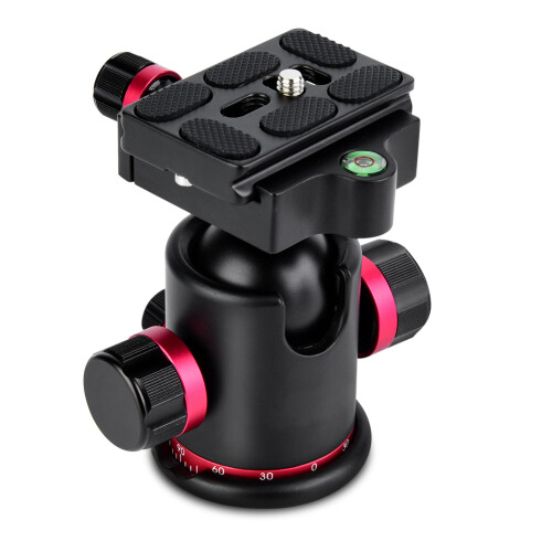 Tripod Ball Head Panoramic with 3pcs 1/4" to 3/8" Adapter Red 2