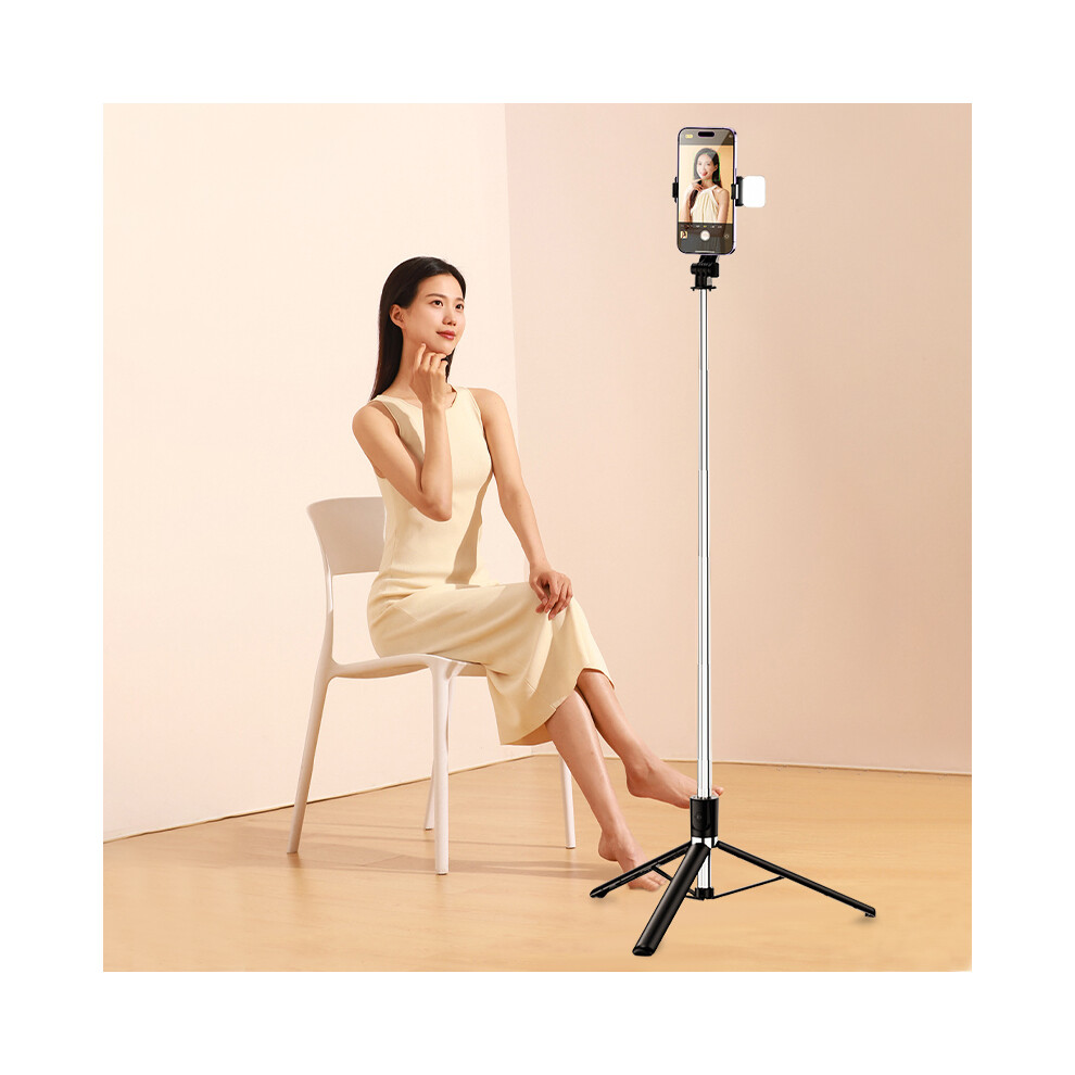 Bt Selfie Stick With Fill 1.7M Extendable Tripod Remote Shutter Light 643505099720