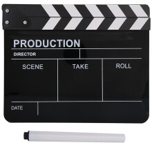 Acrylic Clapperboard TV Movie Prop with Pen (Black)