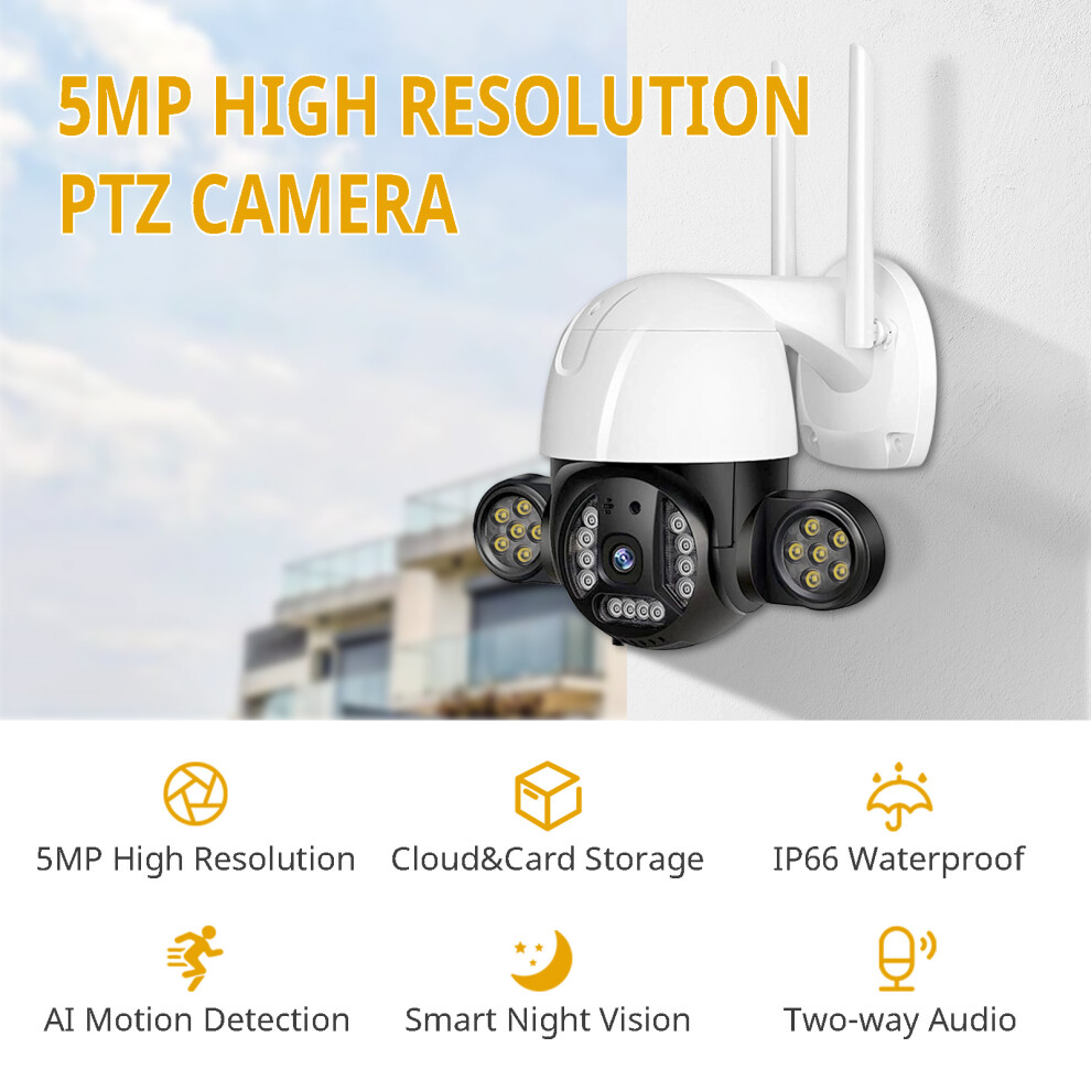5Mp Ptz Outdoor Camera Wifi Ai Night Vision Ip66 32G Tf 643505136944