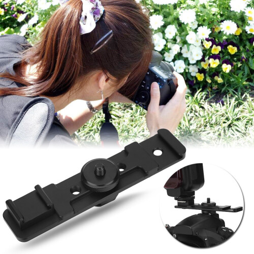 Camera Dual Hot Shoe Extension Bar Mount Bracket for Fill Light Mic 1