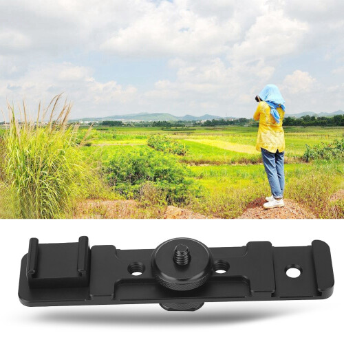 Camera Dual Hot Shoe Extension Bar Mount Bracket for Fill Light Mic 2