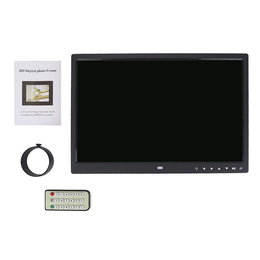 15" Hd Digital Photo Frame Alarm Clock Movie Player Black 643505159592