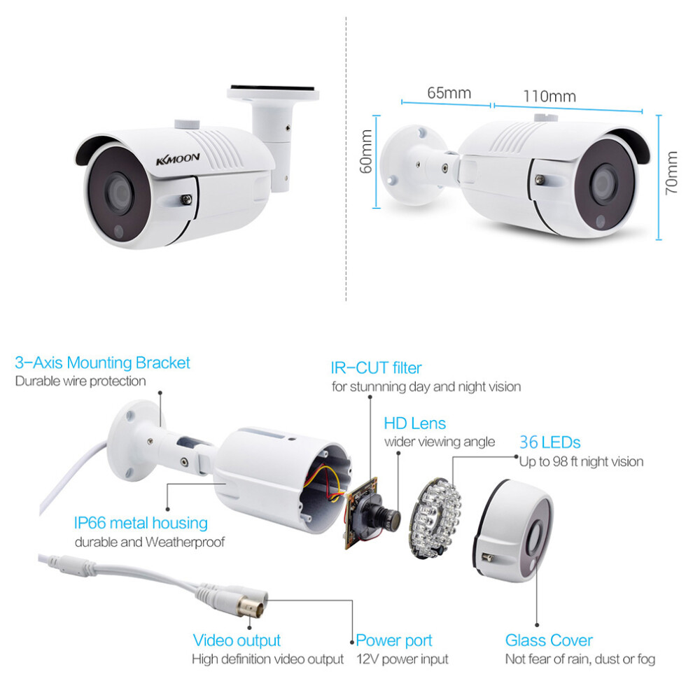 2Mp Analog Camera 1080P Night Vision Indoor Outdoor Weatherproof 643505147834