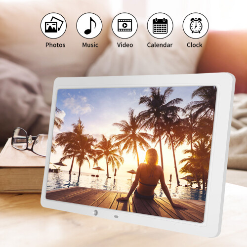 15.4" HD Motion Detection Digital Photo Frame with Remote (White) 1