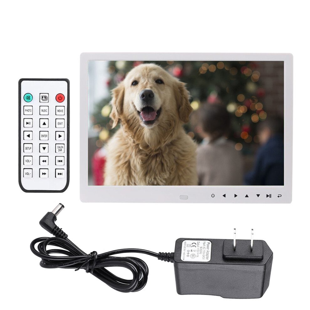 12" Portable Hd Digital Photo Frame Clock Movie Player (White) White 643505156201