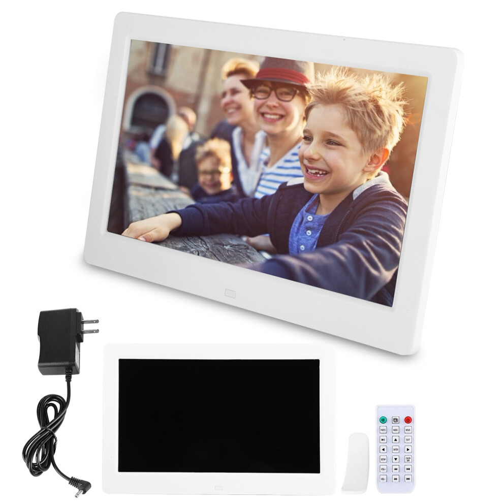 10.1Inch 1024*600 Digital Photo Frame Alarm Clock Player Remote White 643505156393