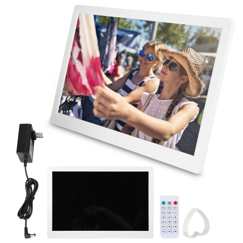 15.4 Inch HD Digital Photo Frame Alarm Clock Player Remote