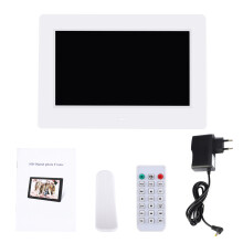7Inch 1024*600HD Digital Photo Frame Alarm Clock Player Remote White