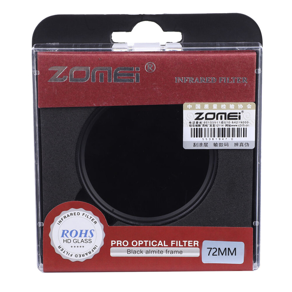 Zomei 720Nm Infra Lens Ir Filter For Cameras 72Mm Red 643505157512