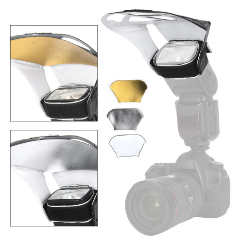 Universal SLR Camera Top Flash Reflector Silver White Golden 2