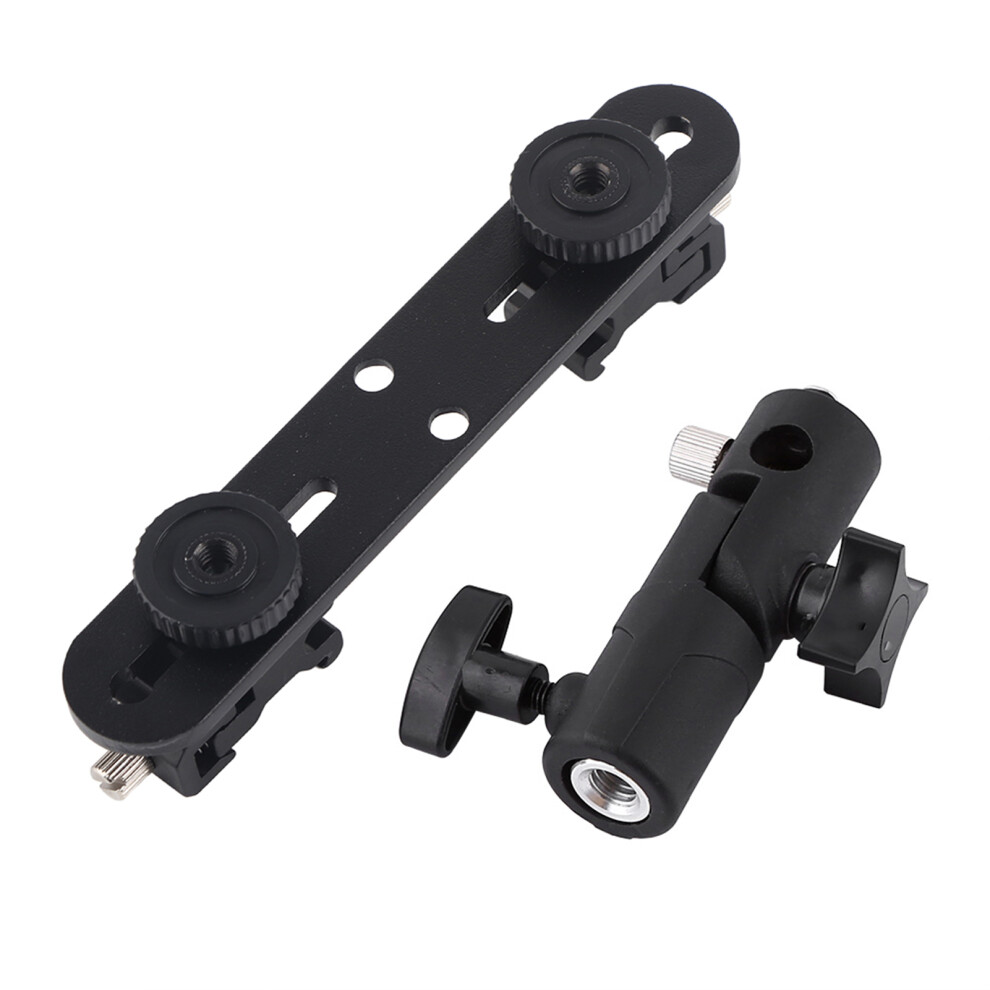 Double Hot Shoe Flash Umbrella Holder Stand Bracket Black/Light 643505064889