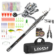 Telescopic Fishing Pole and Reel Combo with Lip Gripper and Pliers