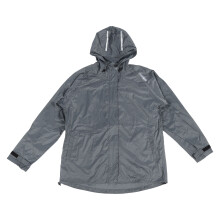 (Gray XXL) Men Waterproof Rain Jacket Hooded Reflective Running Cycling Hiking XL