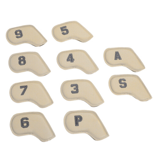 (Beige) 10PCS Waterproof PU Golf Head Covers Set Beige 1