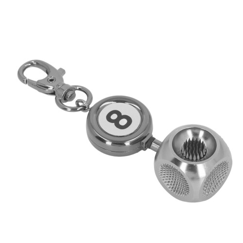 (Gray) Pool Cue Tip Repair Tool Retractable Key Ring Gray 1