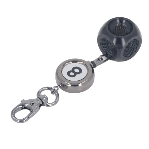 (Black) Pool Cue Tip Repair Tool Retractable Key Ring Gray 2