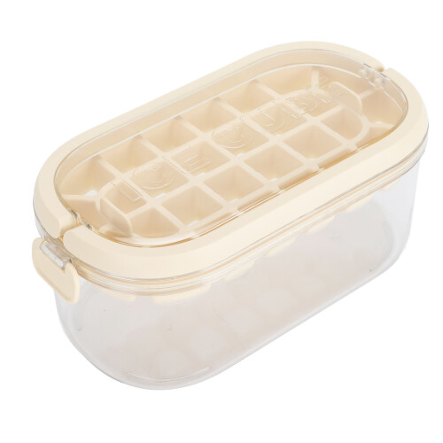 (Beige (Soft Bottom Type)) Double Layer Ice Cube Tray 54 Grids Large Capacity Beige Soft Bottom 2
